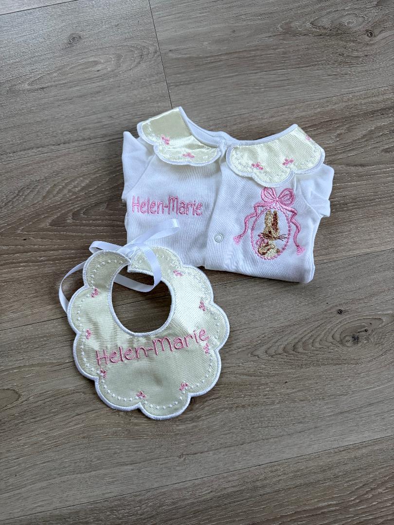Rabbit Sleepsuit & Matching Bib Set
