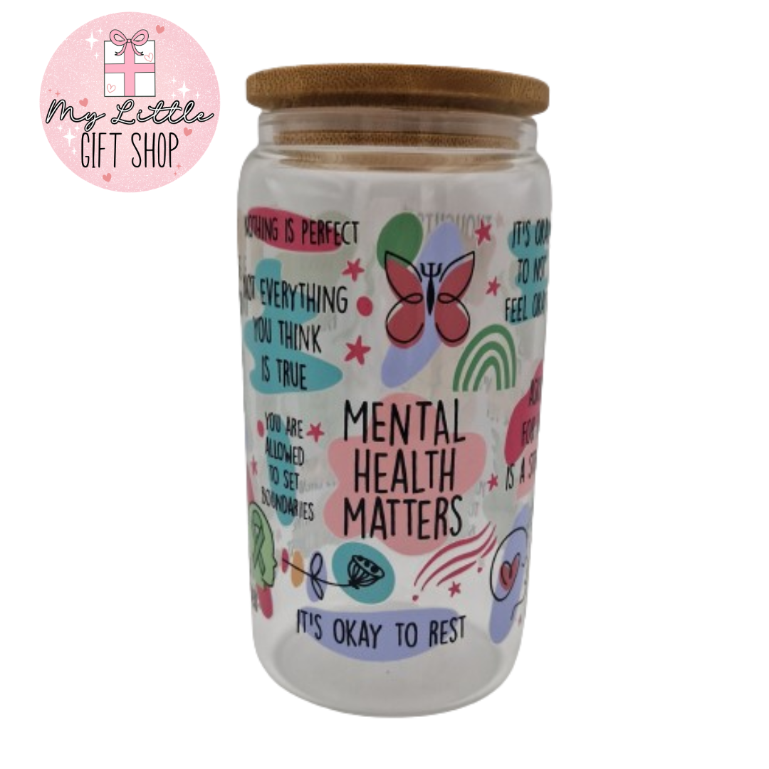 Mental Health Matters Affirmations Glass cup