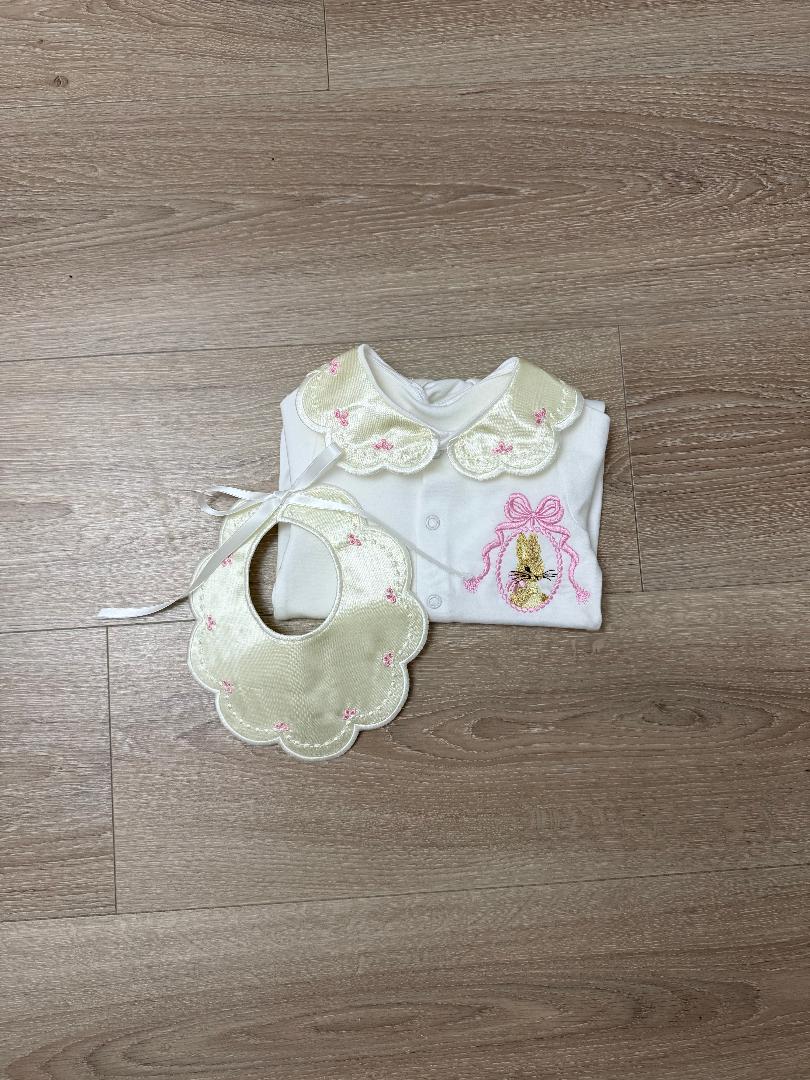 Rabbit Sleepsuit & Matching Bib Set