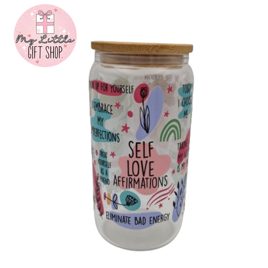 Self Love Affirmations Glass Cup