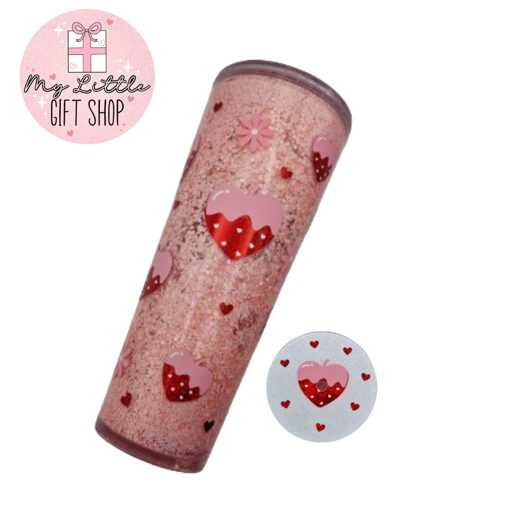 Strawberry Hearts Snowglobe Tumbler