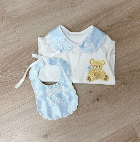Teddy Bear Sleepsuit & Bib