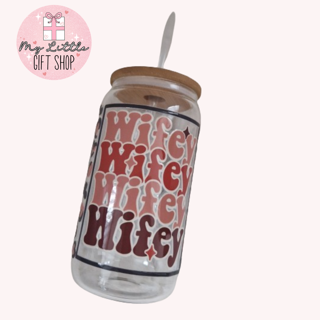 Wifey 16oz glass cup