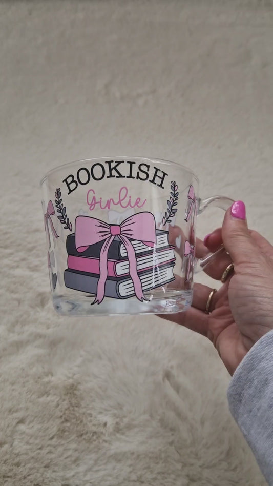 Bookish Girly Glass Mug