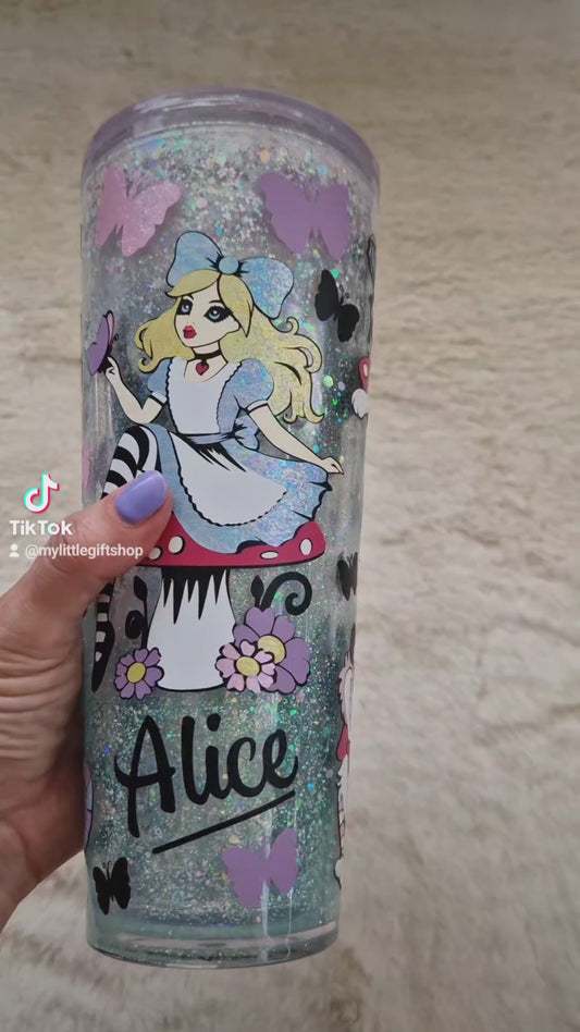 Alice Inspired Snow globe Tumbler